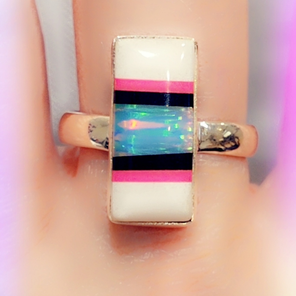 Opal Sterling Gemstone Ring